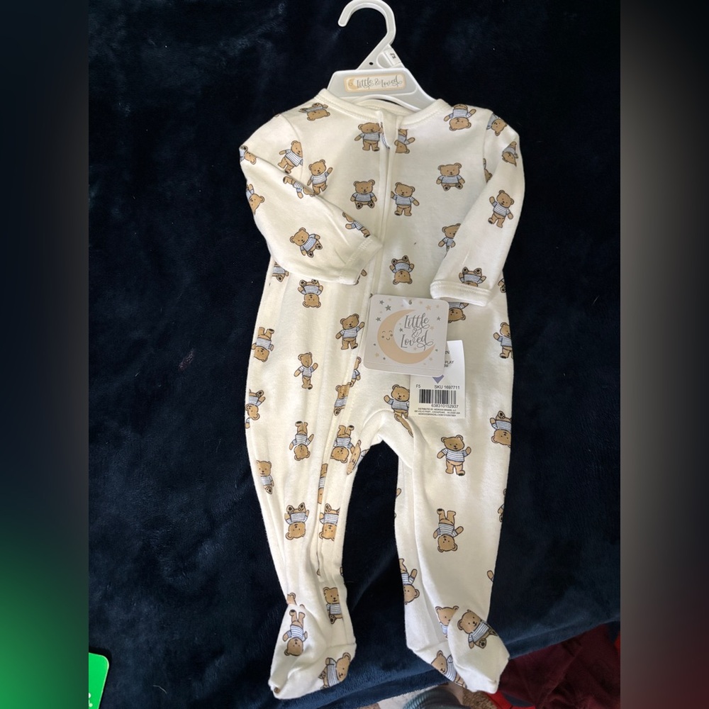 Cream Bear Print Kids One Piece